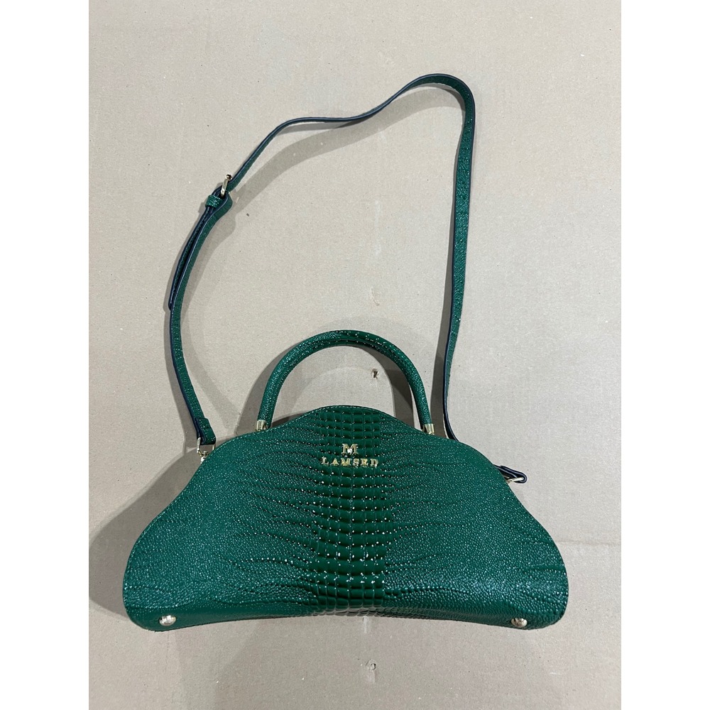 NEW Satchel Handbag Womens Medium Green Croc Embossed LX2326-1 Crossbody